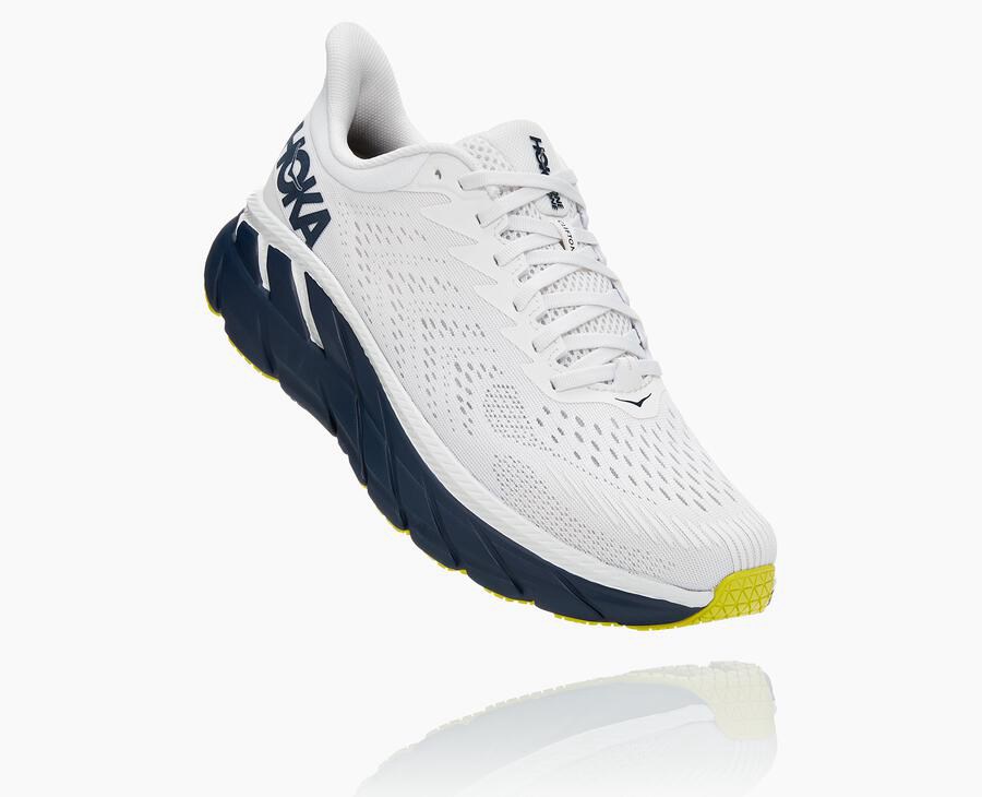 Hoka One One Mens Running Shoes - Clifton 7 - White/Black - LSBU24805